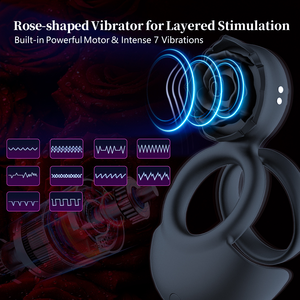 Yeni gül horoz halka vibratör prostat klitoral stimülasyon vibratör gecikme boşalma erkekler çiftler için seks oyuncakları - Product Image 2
