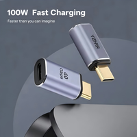 Adaptador USB C Hembra a USB C Macho de 100W, Convertidor OTG, Conector de Sincronización de Datos y Carga Rápida, Diseño en Ángulo para Laptop