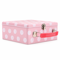 Boîte à lunch rose en fer blanc personnalisée avec poignée et fermoir à charnière pour pique-nique et emballage cadeau