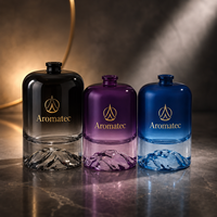 Flacon pulvérisateur en verre avec pompe, dégradé de couleur, fond volcanique, capacité 30ml 50ml 100ml, emballage cosmétique de luxe avec logo imprimé sur mesure