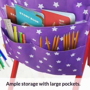 Bolsa de tela multicolor para colgar en la respaldo de la silla, almacenamiento de 41x48 cm, organizador para el aula de jardín de infantes, para guardar útiles escolares - Product Image 5