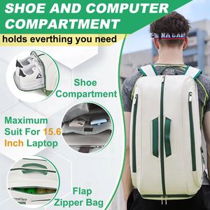 Zaino <span class=keywords><strong>da</strong></span> <span class=keywords><strong>Tennis</strong></span> in Tessuto Impermeabile ad Alta Estetica, Grande Capacità con Scomparti per Racchette - Product Image 3