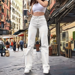 Venta al por mayor de pantalones de corte bootcut retro, transpirables, de cintura media, estilo casual europeo-americano, de alta calidad, para uso diario y estilo urbano. - Product Image 2