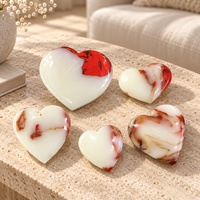 Cœur en agate de feu polie de 6 à 8 cm avec motifs de flammes rouges pour la décoration intérieure, la méditation, les cadeaux et la collection