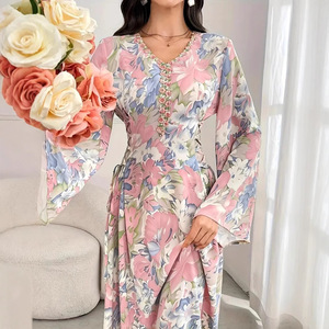 2025 New Fashion Slim Bell Sleeve Dress Muslim Middle Eastern Women Elegant Casual Rayon <strong>Abaya</strong> Printed Summer <strong>Design</strong> XS XXL - Product Image 4