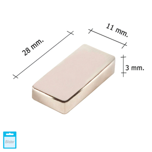 Magnete rettangolare al neodimio Wolfpack 28x11x3 mm. Confezione blister da 1 pezzo - Product Image 1