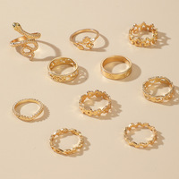 BNX bijoux bohème créatif creux rétro étoile rose bague en forme de serpent ensemble de 10 pièces