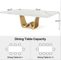 Table de salle à manger de luxe STG, style européen et américain moderne, plateau en marbre haut de gamme, avec pieds en acier inoxydable