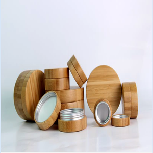 ZY-870 Round Cosmetic Box Cosmetic Jar Cosmetic Case Bamboo and Aluminium Mixed Material