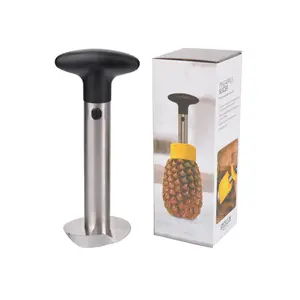 Amz cocina con cuchilla afilada cortador de frutas herramienta de removedor de núcleo de piña de acero inoxidable pelador rebanador cortar piña rápido