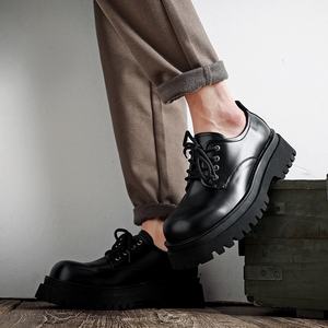 डर्बी जूते पुरुषों के गर्मियों के निचले शीर्ष जूते मोटे काले कपड़े के जूते - Product Image 2