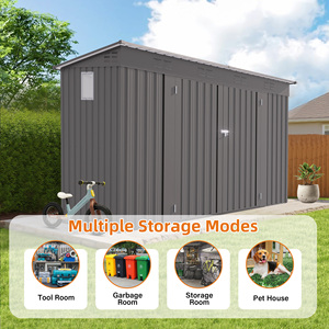 9 x4ftfree Shipping in magazzino in metallo grigio casetta da giardino per attrezzi tetto spiovente 6 prese d'aria 2 porte a battente telaio in acciaio per cortile Patio - Product Image 6