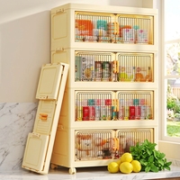 Nouvelle Armoire de Rangement Pliable pour l'Organisation Domestique avec Boîtes de Rangement en Plastique PP, Conteneurs Empilables à Roulettes