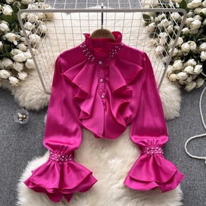 Vintage Style Shirt for Women's Slimming Temperament Shirt Senior Sense Age Reduction Hundred studded <strong>Beaded</strong> <strong>Top</strong> - Product Image 1