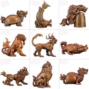 Diseño personalizado decoración del hogar latón Animal figura estatua bronce <span class=keywords><strong>hijo</strong></span> del dragón escultura - Product Image 6