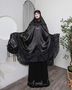 Trang Phục Nhà Sản Xuất Ren Màu Đen Satin Eid Ramadan Thờ Phượng Telekung Hồi Giáo Cầu Nguyện Hai <span class=keywords><strong>Pcs</strong></span> Bộ Truyền Thống Hồi Giáo Quần Áo - Product Image 4
