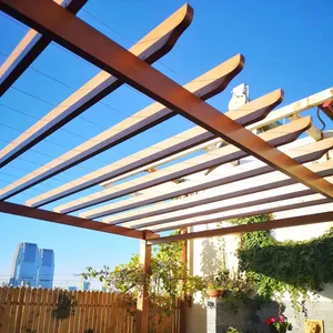 Klassischer Stil imitiert Holz farbe Einfache Montage Pergola Garden Aluminium Pergola und Gitter für Weinreben
