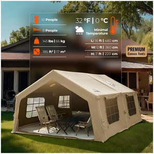 Tentes gonflables d'extérieur <span class=keywords><strong>de</strong></span> 17 mètres carrés pour le camping avec cheminée, <span class=keywords><strong>tente</strong></span> en <span class=keywords><strong>toile</strong></span> <span class=keywords><strong>de</strong></span> luxe <span class=keywords><strong>gonflable</strong></span> à deux pièces, installation facile, grande maison - Product Image 3