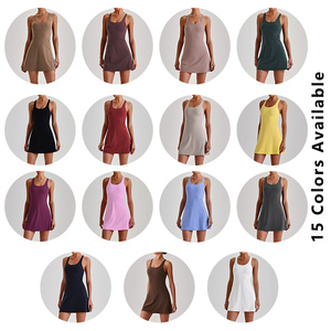 <span class=keywords><strong>Robe</strong></span> de tennis anti-transparence pour femme, sensation seconde peau, dos nageur, avec short intégré et soutien-gorge, ensemble de sport pour le golf et le fitness, vêtements de sport - Product Image 4