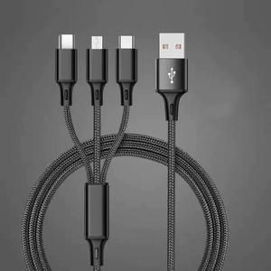 Câble de charge rapide USB Type-C 3A 3-en-1 en nylon tressé TPE avec coque en alliage d'aluminium multicolore pour ordinateur, voiture et téléphone portable - Product Image 3