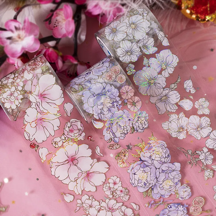 Fabricar personalizado colorido estilo chinês planta floral fita menina flor clara fita adesiva para decoração