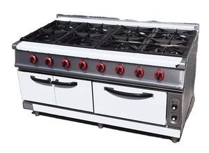Estufa Comercial de Gas y Eléctrica de 8 Quemadores de Acero Inoxidable con Base de Gabinete y Horno, Equipo de Cocina para Restaurantes y Hoteles - Product Image 3