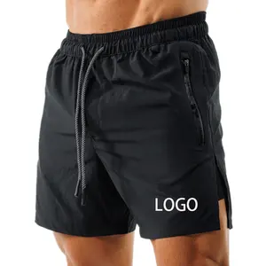 Blank Fitness Gym Running Active Shorts With Zipper Pocket Custom Digital Printing Men's Spandex Athletic Shorts