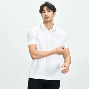 Chaîne de marques de luxe à manches courtes bouton col couleur unie 100 coton vêtements stretch pour hommes au travail