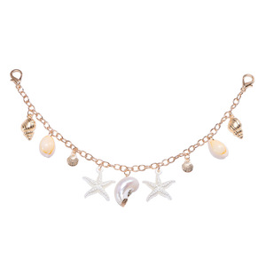 Bolso de Mano Media Luna con Cadena de Conchas de Estrella de Mar, Estilo Vacacional, Bolso para Mujer - Product Image 5