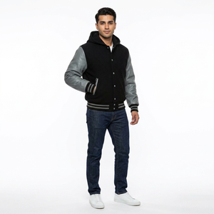Custom Polyester/Cotton Breathable Stand Collar Winter Varsity Jacket for Men with Embroidered Name Number High Street Style - Product Image 1
