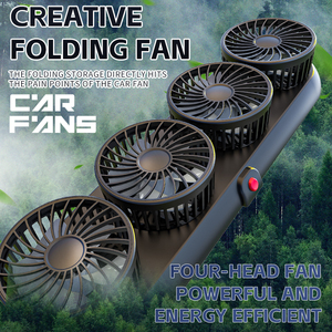 Ventilateur <span class=keywords><strong>de</strong></span> voiture pliable à 4 têtes, lame <span class=keywords><strong>de</strong></span> 4 pouces en PP, rotation à 360 degrés, 3 vitesses, refroidissement USB portable, compatible multi-véhicules 5V/12V/24V - Product Image 3