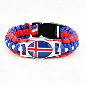 Bracelet en paracorde personnalisé avec le drapeau national d'<span class=keywords><strong>Islande</strong></span>, bracelet de survie tissé à la main pour le camping en plein air et souvenir de <span class=keywords><strong>voyage</strong></span> - Product Image 1