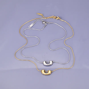 Elegante estilo simple 18K chapado en oro colgante collar con cadena de cuerda al por mayor 304 joyería de acero inoxidable perla Streetwear - Product Image 1