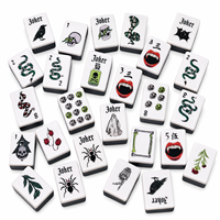 Set Mahjong Amerika Pola Laba-laba dan Tengkorak Halloween Logo Kustom OEM ODM Pabrik Grosir Harga Langsung
