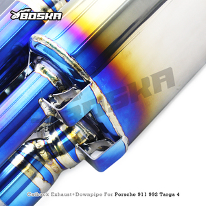 ท่อไอเสียแคทแบคไทเทเนียมแบบตรงรุ่น+ท่อดาวน์ไปป์สำหรับ Porsche 911 992 Turbo/Targa 4 3.0T ปี 2020-2023 Boska Racing ผิวเรียบ - Product Image 3