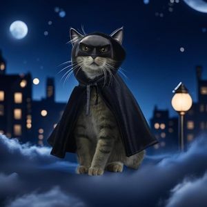 Schwarzer TPE Gummi Andere Haustier bekleidung Zubehör König Katze Fledermaus Kostüm Cosplay Maske Kopf - Product Image 3