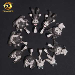 Colgante de Moda con Diseño de Dibujos Animados, Joyería Hip Hop con Incrustaciones de Moissanita, Colgante de Plata <span class=keywords><strong>925</strong></span> con Cadena de Moissanita, Colgante con Logotipo - Product Image 3