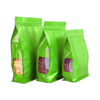 250g 500g 1kg vente en gros mat imprimé fermeture à glissière feuille d'aluminium pochette à fond plat sac d'emballage alimentaire avec fenêtre latérale