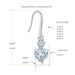 Boucles d'oreilles pour femmes en forme de cœur en argent VVS1 avec pierre de silicium Rui Zun, bijoux de mode 2ct - Product Image 6