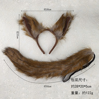 Serre-tête unisexe en fausse fourrure avec nœud de dessin animé, en plastique, motif renard mignon, accessoire de costume de loup/chien pour Halloween, fait main