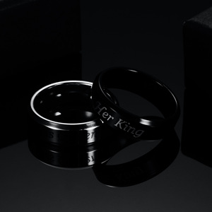Anillos de Pareja Rey y Reina, Acero Inoxidable, Negro y Plateado, Juego de Joyería de Boda Unisex - Product Image 2