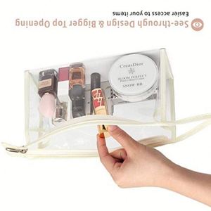 Sac de maquillage transparent en PVC imperméable réutilisable de haute qualité, sac de voyage de luxe avec fermeture éclair givrée, pochette cosmétique personnalisée - Product Image 3