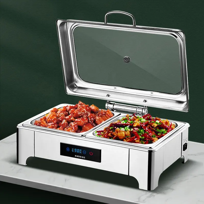 new Stainless steel Round electrical Heating Chafing Dish Electric Square Chafing Dishes Buffet Rectangle Food Warmer