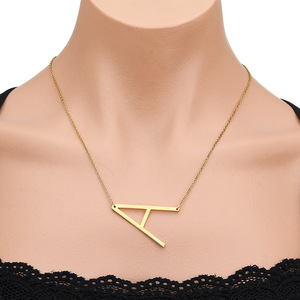 Collar con Inicial de Letra L de Acero Inoxidable, Personalizado, Estilo Muse, Chapado en Oro, 18 Pulgadas, Accesorios Coreanos - Product Image 4
