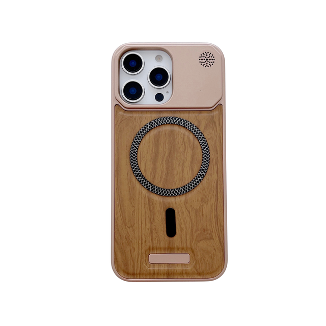 Luxury Eco-Friendly PU Leather Mobile Phone Case for 15 Pro Max 13 Pro Magnetic Ring Holder Hot Stamped Pure Color Design