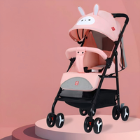 Poussette bébé avec dossier réglable, suspension des roues avant, accoudoirs amovibles, design pliable, en tissu lin, sûre pour les enfants en extérieur