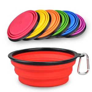 Cuenco de silicona portátil para perros, cuencos plegables de silicona para mascotas y comederos, tazas y cubos de viaje, soporte para todas las estaciones, venta al por mayor