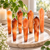 Baguette de cristal d'agate rouge polie de 12-16 cm, pointe de pierre précieuse rouge orangé pour la décoration intérieure, collection de cristaux et cadeau