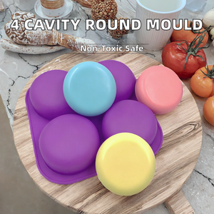 High Quality 4 Cavity Round Silicone <b>Soap</b> Molds Non Toxic Handmade <b>Soap</b> Making Molds For Kitchen Paradise DIY <b>Soap</b> Craft - Product Image 4