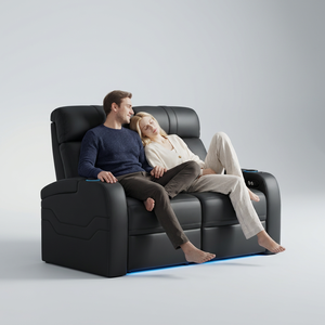 Fauteuil inclinable intelligent moderne 6 places en cuir véritable avec structure en bois, rembourrage en mousse à mémoire de forme, extensible, multifonction, réglable 396-R6 Premium - Product Image 4
